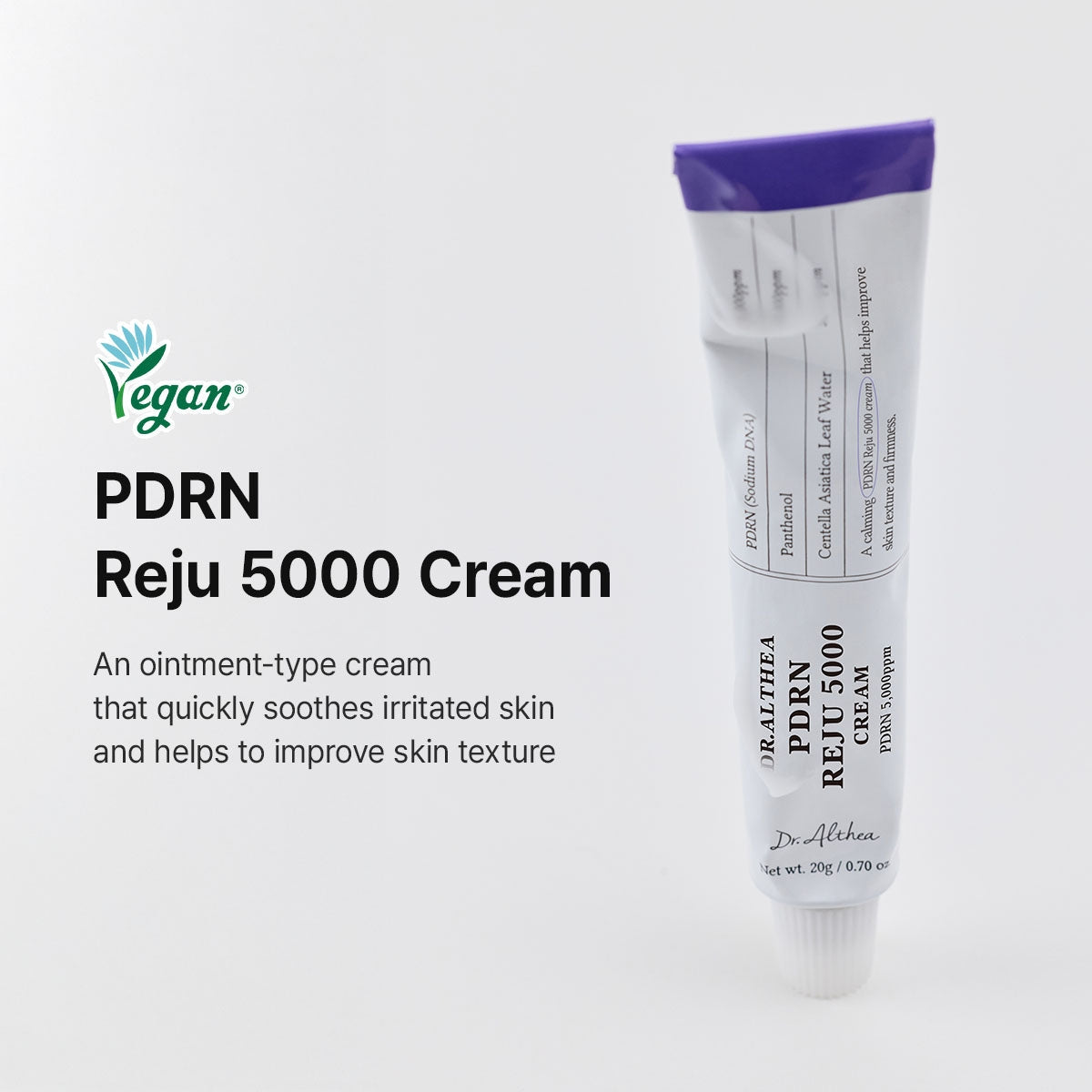 Dr.Althea PDRN Reju 5000 Cream | Biome PDRN Cream for Irritated, Sensitive Skin | Soothing Face Moisturizer with Panthenol and Centella | Korean Vegan Skin Care for All Skin Types, 0.7 Fl Oz