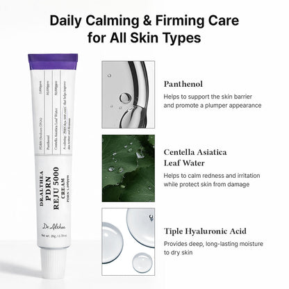 Dr.Althea PDRN Reju 5000 Cream | Biome PDRN Cream for Irritated, Sensitive Skin | Soothing Face Moisturizer with Panthenol and Centella | Korean Vegan Skin Care for All Skin Types, 0.7 Fl Oz